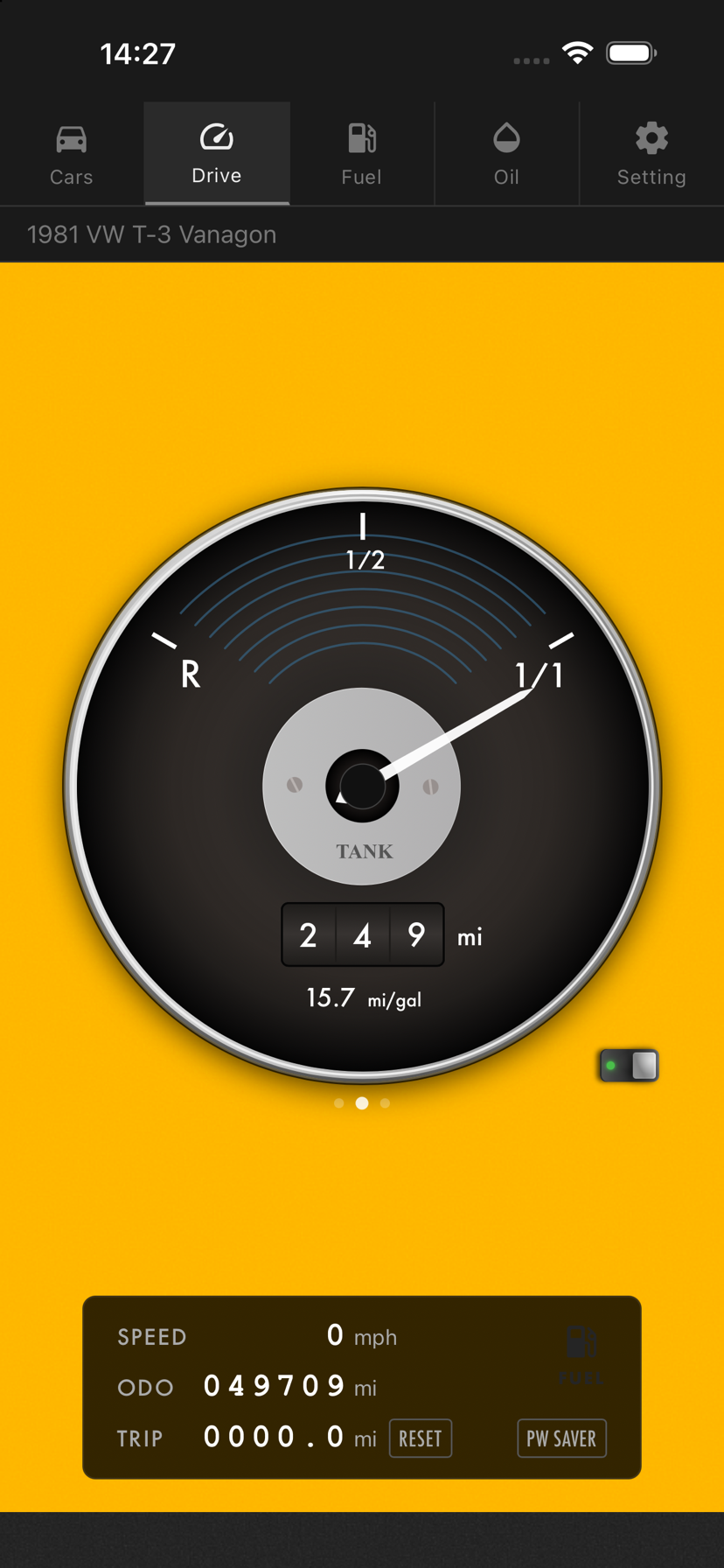 Fuel gauge and clock